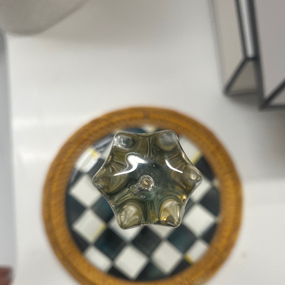 Mackenzie Childs Checkered Paper Towel Holder with Glass Knob - Picture 6 of 6